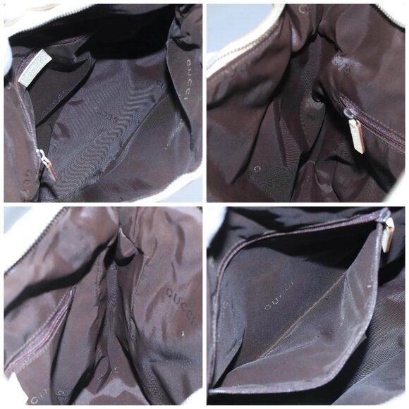 GUCCI Shoulder Bag Canvas Leather Beige White Silver - Picture 15 of 16